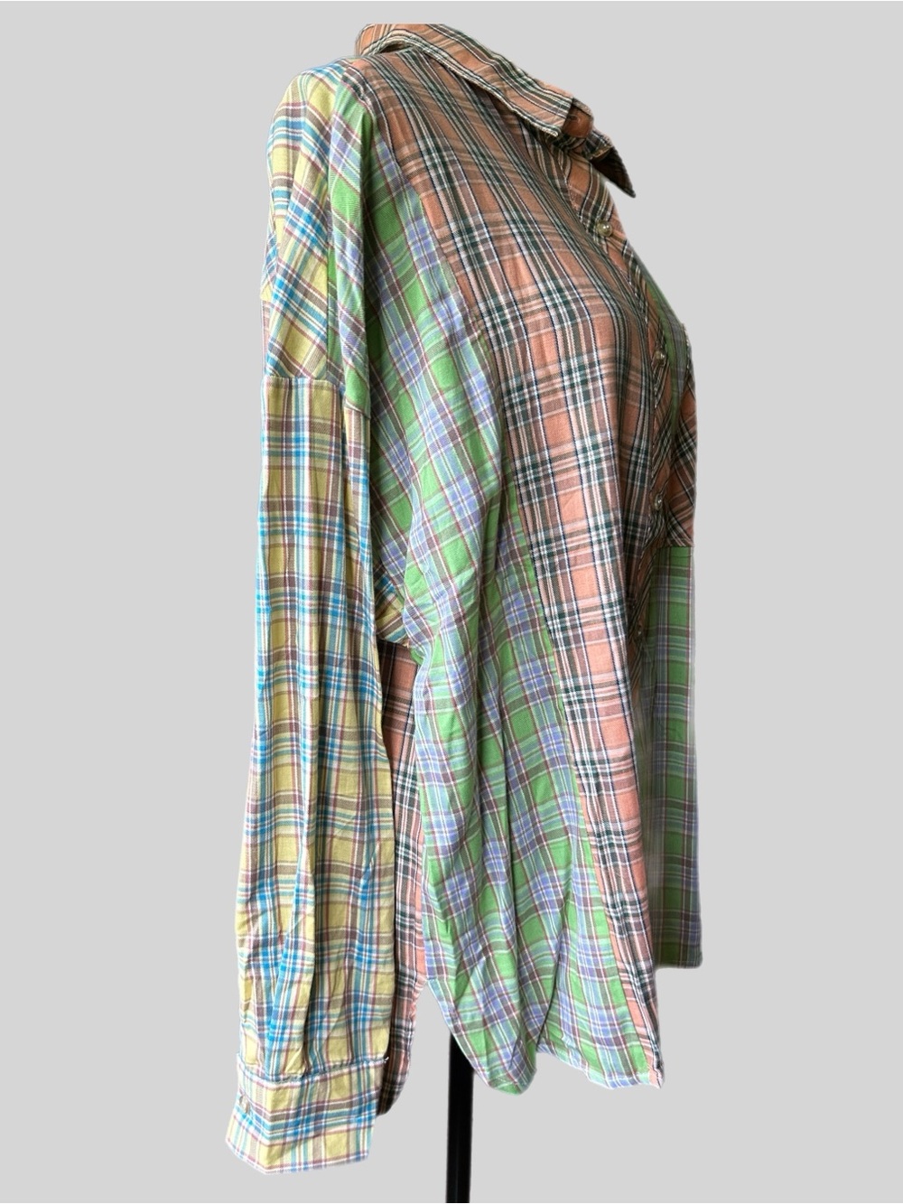 Easel patchwork plaid button up shirt - Picture 5 of 7